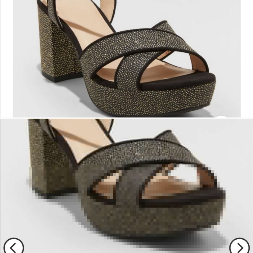 A NEW DAY BLACK & GOLD SIZE 7.5 PLATFORM BLOCK HEE